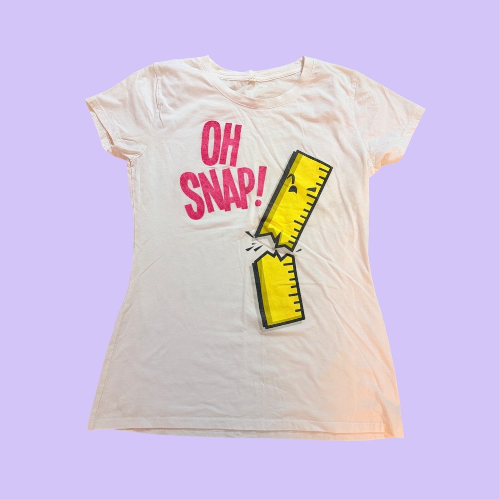 Y2K "Oh Snap" Broken Ruler Graphic Tee Short Sleeve T-Shirt Scene #16